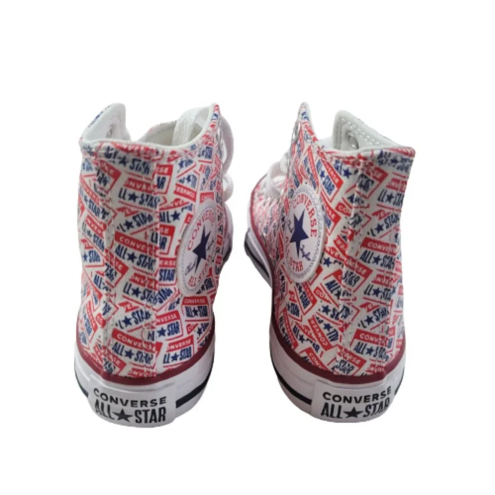 Converse Chuck Taylor All Star Hi Red White Blue Print Sneakers Size 12 NIB